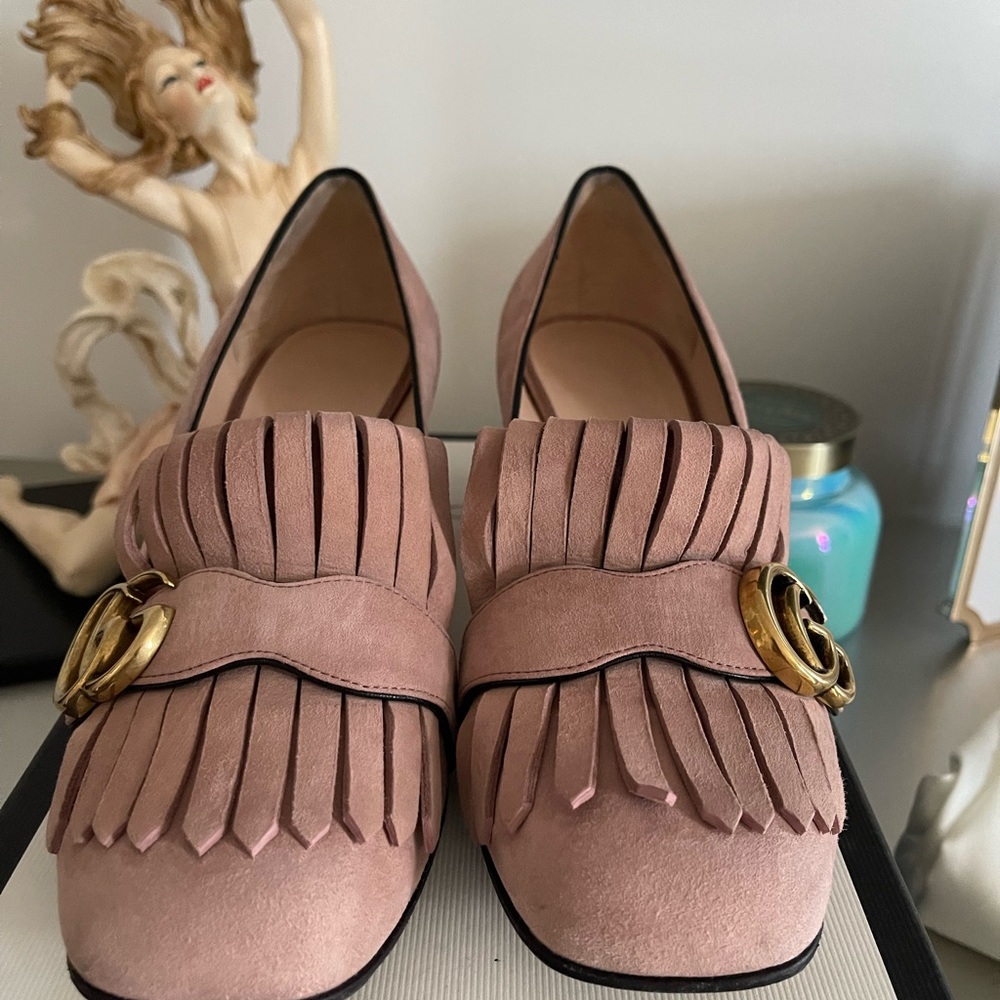Gucci Crystal Pink Suede Pump - Picture 6 of 13